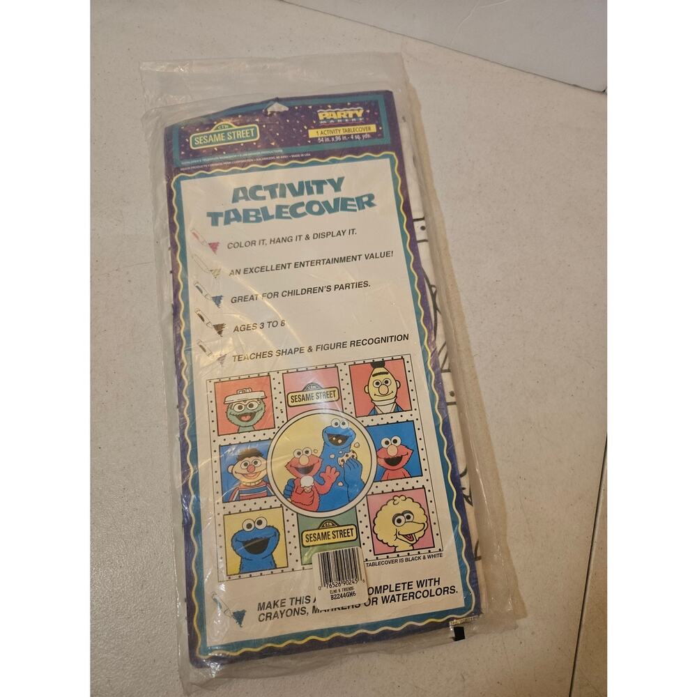 Vintage Elmo Sesame Street Paper Activity Party Tablecloth Tablecover in Package